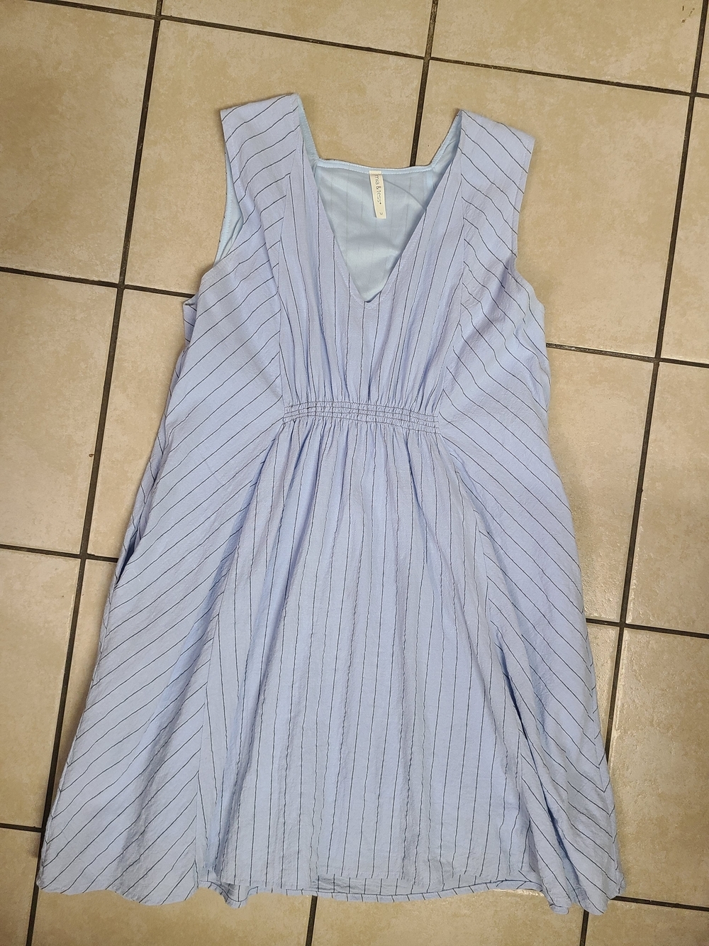 Light Blue Striped‎  V-Neck Summer Dress